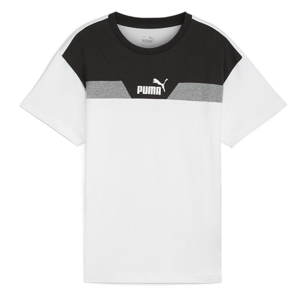 T-shirt Blanc/Noir/Gris Garçon Puma Power Colorblock 1
