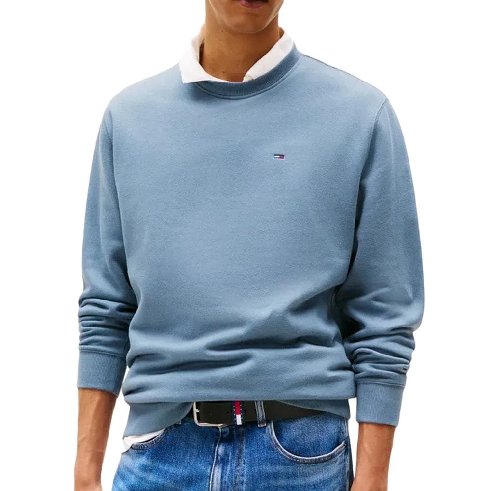 Sweat Bleu Homme Tommy Jeans Flag Crew 1